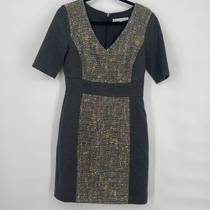 Trina Turk Felicia Tweed Sheath‎ Dress Sz 8 Multi-color Gray